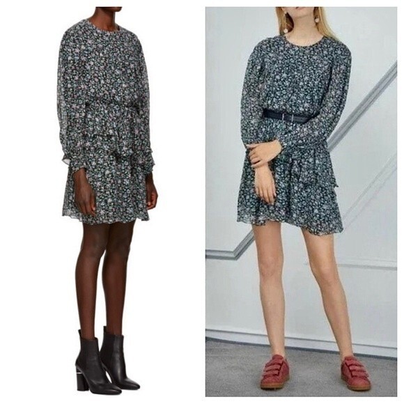 Etoile Isabel Marant Java Dress Black Ditsy Floral Printed Size Euro 38 S/M - Picture 1 of 9